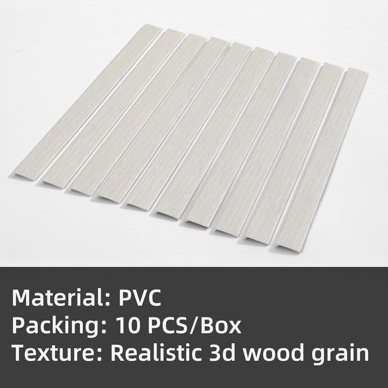 Tilingview 10 Pcs Peel and Stick Tile Trim Edge, Self-Adhesive 12" PVC Molding Edging for Kitchen Backsplash (Beige Woodgrain) - Image 2